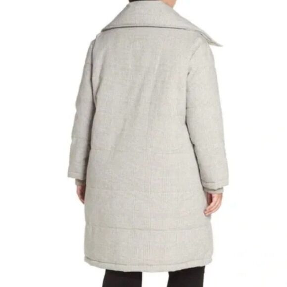 Anthropologie Avec Les Filles S Long Gray Plaid Puffer Coat EEUC - Picture 2 of 10